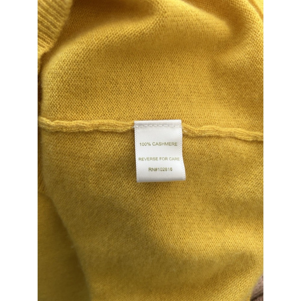 Garnet Hill 100% Cashmere Cardigan Ruffle YellowSweater Prep Office Grannycore M - Picture 5 of 7